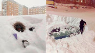 شهری که با بارش برف فلج شد+تصاویر