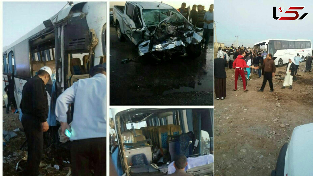 فیلم حادثه تصادف اتوبوس دانش آموزان دختر در سوسنگرد /  8 کشته و 40 مصدوم تاکنون + تصاویر