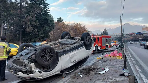 7 عکس از واژگونی هولناک تیگو در بزرگراه چمران / صبح اول صبح همه شوکه شدند