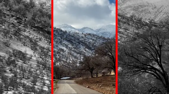 فیلم مناظر زمستانی جاده‌ لرستان