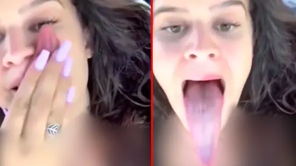 زبان درازترین دختر جهان + فیلم و عکس