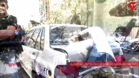 فیلم / تصادف وحشتناک دزد هنگام فرار پشت پراید را جمع کرد+تصاویر