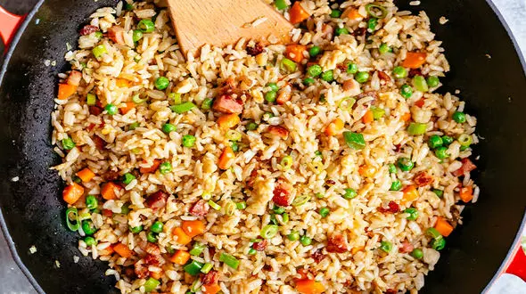 دستور پخت پلو چینی با سبزیجات رنگی
