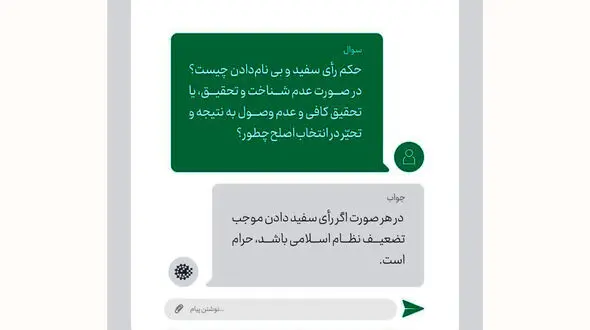  حرام بودن رای سفید دادن در انتخابات 1400 !