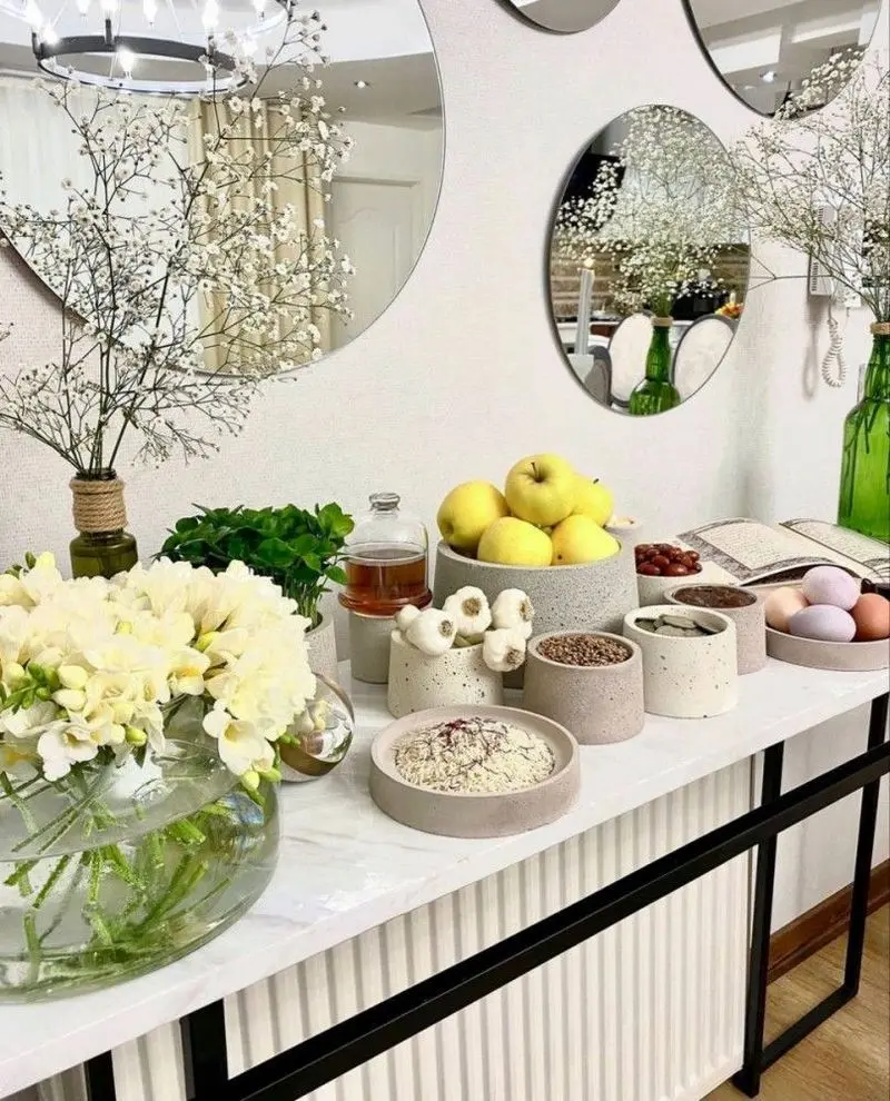 سفره هفت سین مدرن برای نوروز ۱۴۰۵ | شیک ترین مدل سفره هفت سین مدرن برای نوروز ۱۴۰۵ با بهترین ایده ها مخصوص نو عروس های باسلیقه!