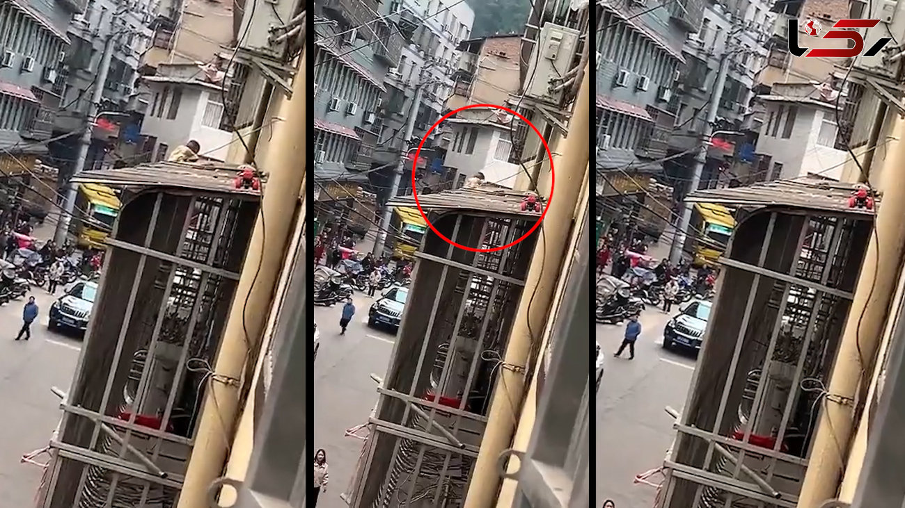 فیلم دلهره آور از نجات جان کودک در سقوط از بالای ساختمان / شوکه می شوید
