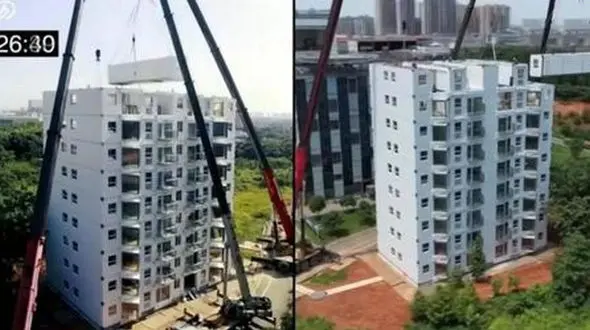 فیلم/ ساخت ساختمان‌های ده طبقه در ۲۸ ساعت 