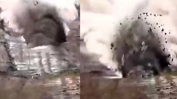 ببینید / انفجارِ خطی در سنگ برای ساخت خط لوله + فیلم 