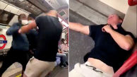 درگیری نژادپرستانه در مترو لندن / یک مشت برای مرد نژاد پرست کافی بود + فیلم