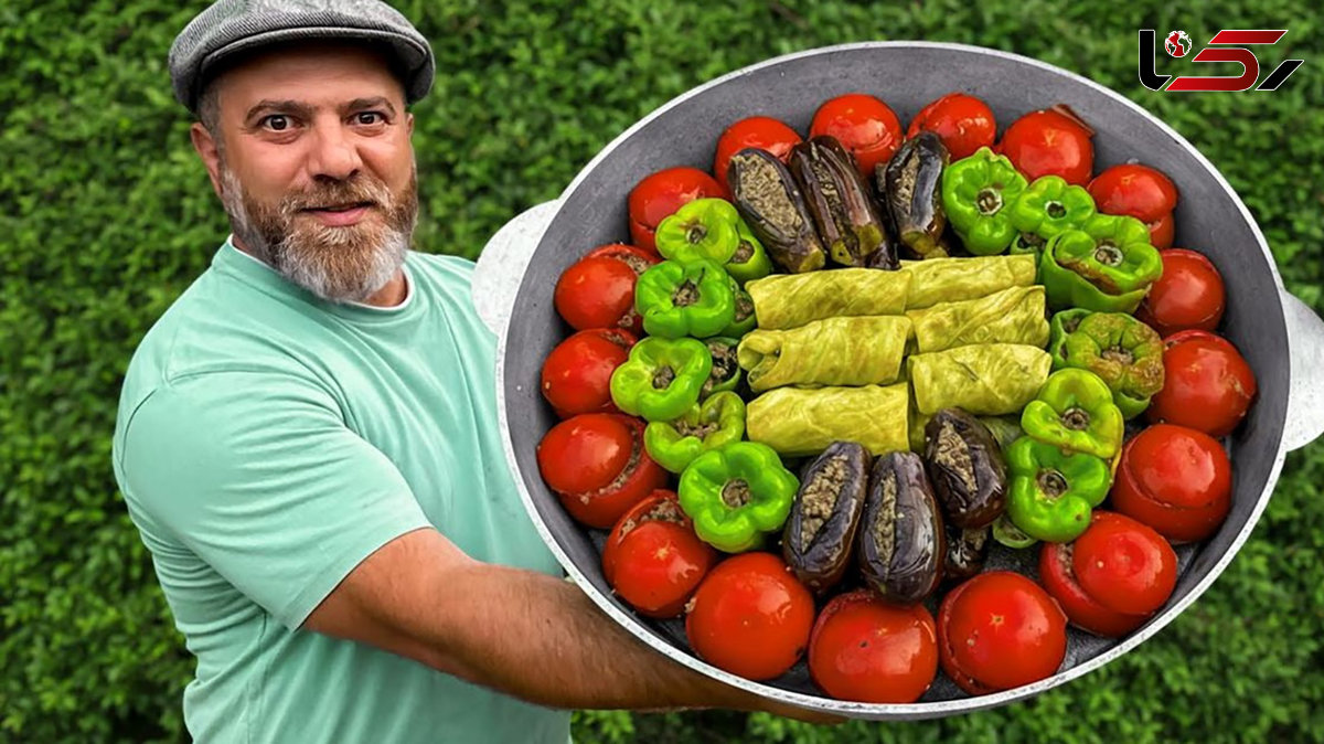 غذاهای سنتی آذربایجان؛ طرز تهیه دلمه کلم و بادمجان در سبک روستایی / فیلم