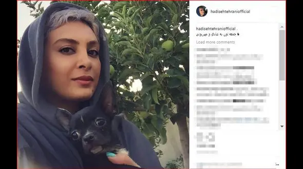 بازیگر زن به همراه حیوان خانگی اش