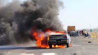 آتش سوزی خودرو 405 / راننده زنده زنده در آتش سوخت