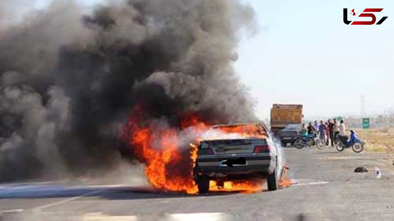 آتش سوزی خودرو 405 / راننده زنده زنده در آتش سوخت