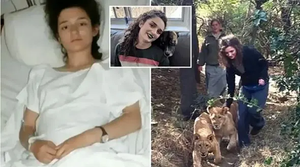 تصویر حمله ناگهانی شیر به دختر زیبا ! / پایش را تکه پاره کرد ! + عکس ها