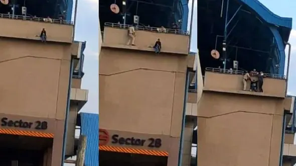 فیلم لحظه خودکشی زن جوان از ساختمان مترو /  همه شوکه شدند