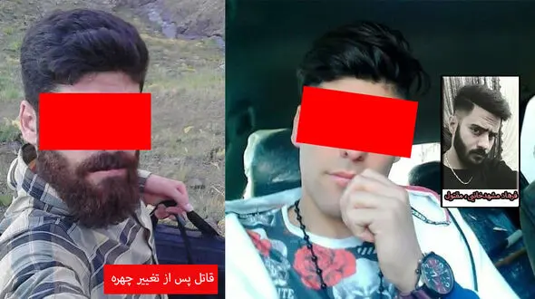 عکس تغییر چهره قاتل فراری در ساوه / قتل در بدگویی پسرهمسایه  + فیلم گفتگو