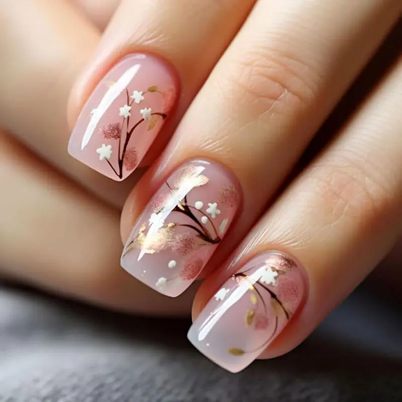 دیزاین ناخن بهاری گلدار فانتزی