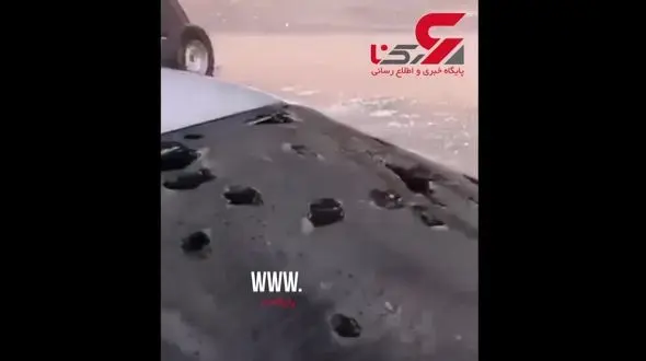 بارش تگرگ‌هایی بزرگ‌تر از تخم‌مرغ در مدینه  +فیلم 