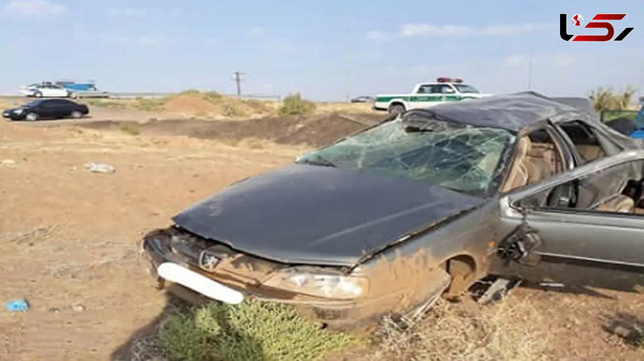 واژگونی هولناک پژو در اتوبان تهران به قم +تصاویر