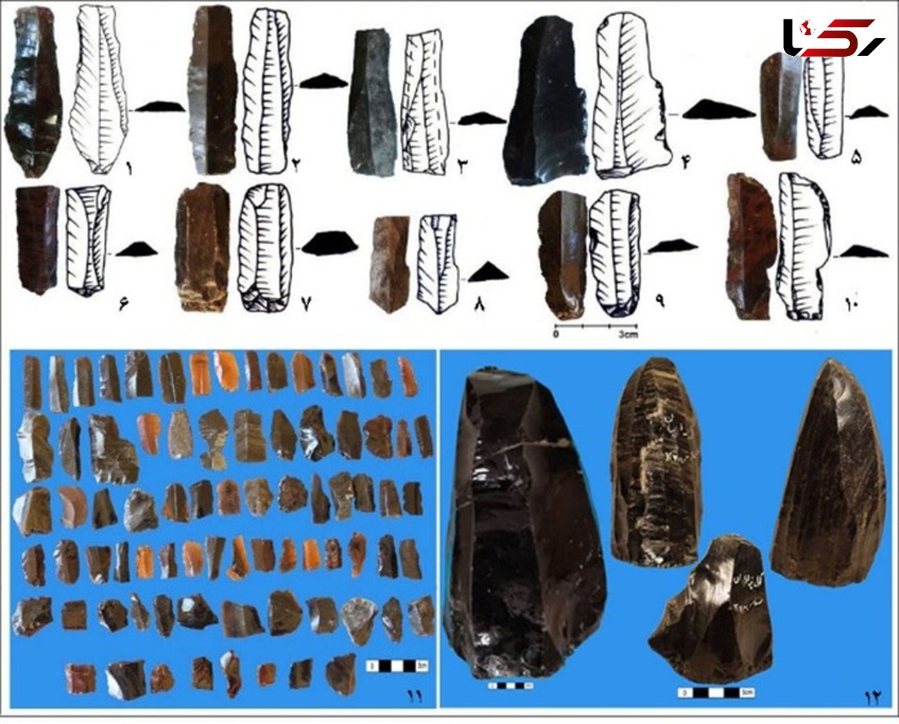 کشف ابزارهای ابسیدین متعلق به دوره نوسنگی در تپه اهرنجان سلماس