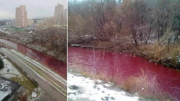 حیرت مردم محلی از تغییر رنگ عجیب رودخانه!