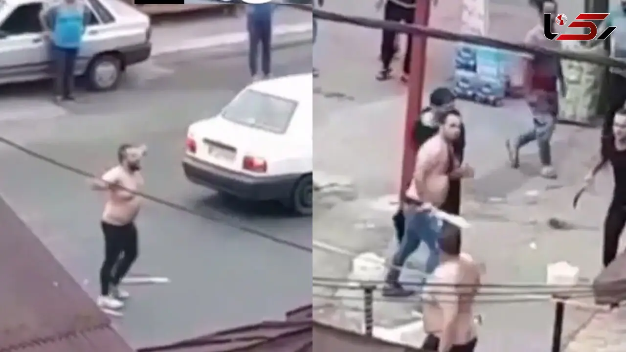 درگیری هولناک و قمه کشی اراذل و اوباش در اسلام آباد رشت در روز روشن +فیلم