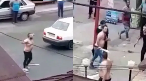 درگیری هولناک و قمه کشی اراذل و اوباش در اسلام آباد رشت در روز روشن +فیلم