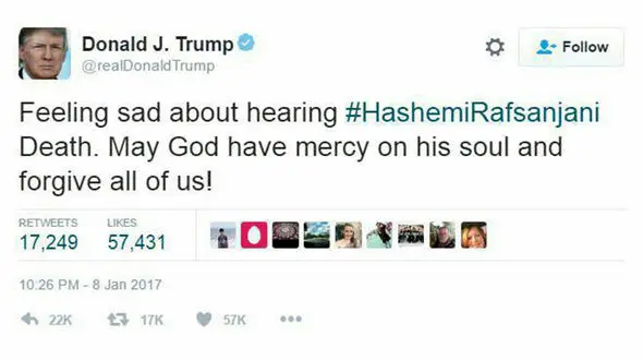 پیام تسلیت ترامپ جعلی است