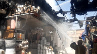 آتش سوزی بزرگ در بازار گل تهران+ عکس و فیلم