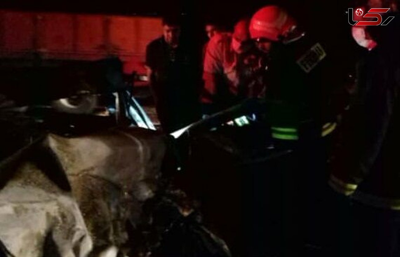 زنده زنده سوختن 2 نفر در تصادف در رفسنجان + عکس