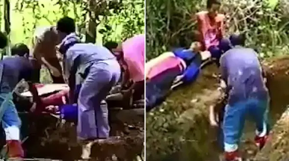 فیلم لحظه زنده به گور کردن یک زن پس از مرگ همسرش + عکس