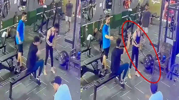 ببینید / سقوط هالتر در ورزشگاه + فیلم