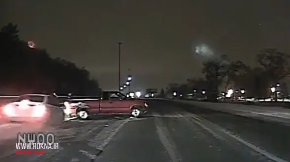 تصادف دوباره موقع بررسی صحنه تصادف اول توسط پلیس + فیلم