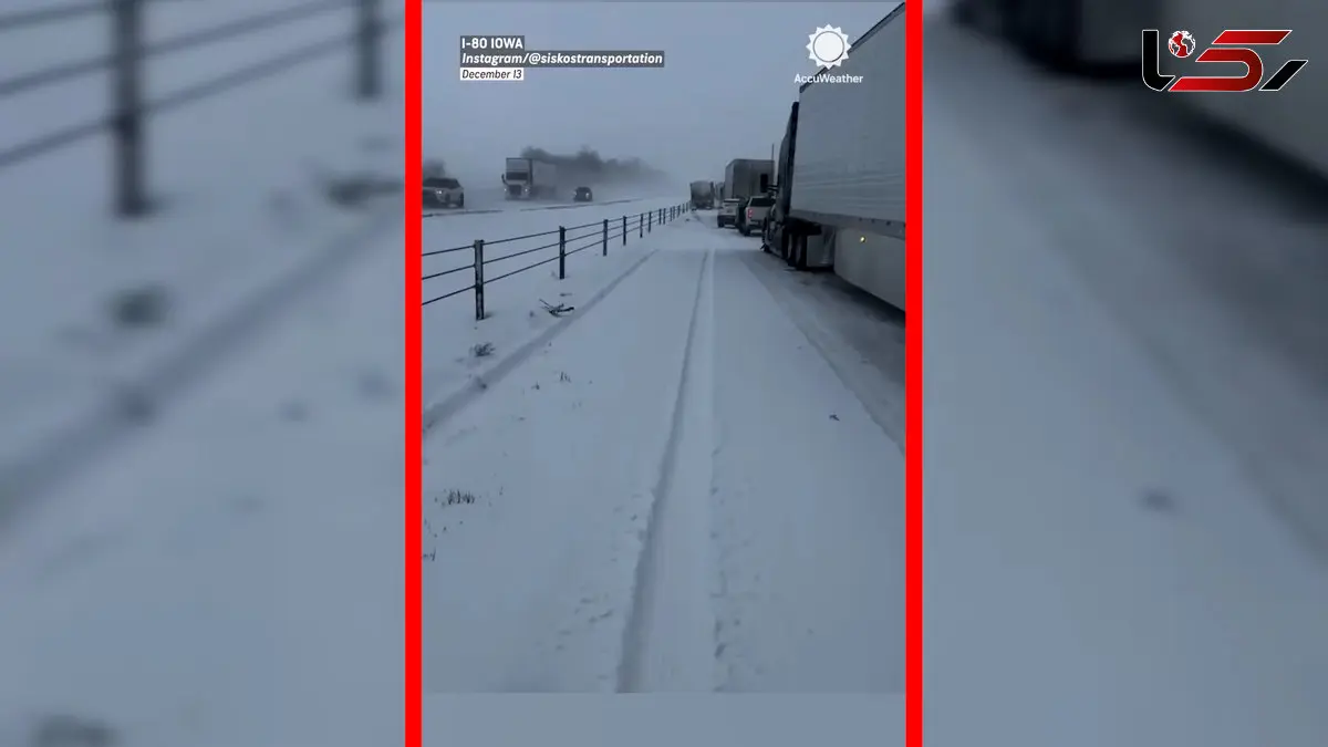 فیلم لحظات نفس‌گیر لیز خوردن کامیون ها و خودروها