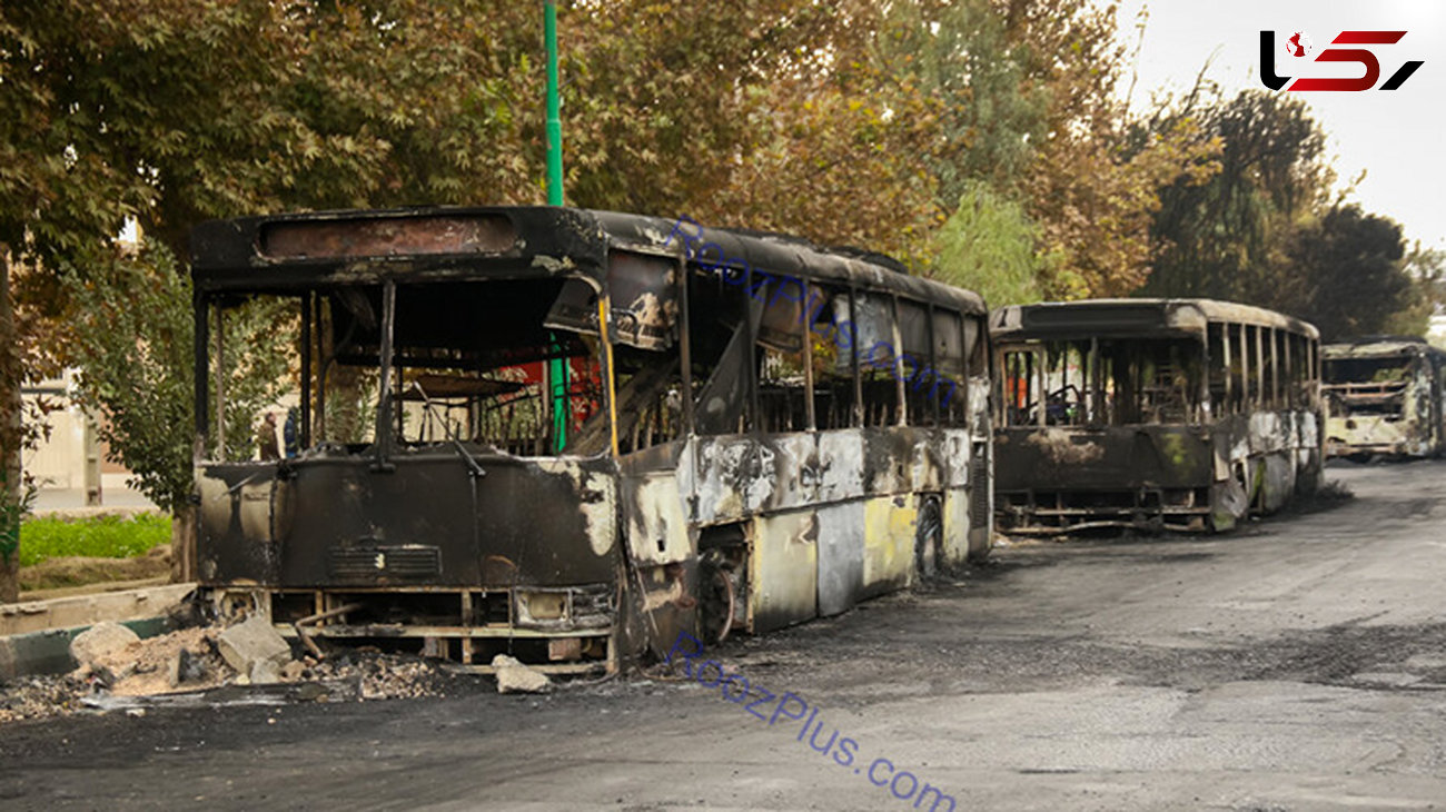 عکس / آتش زدن اتوبوس ها در نا آرامی های اصفهان