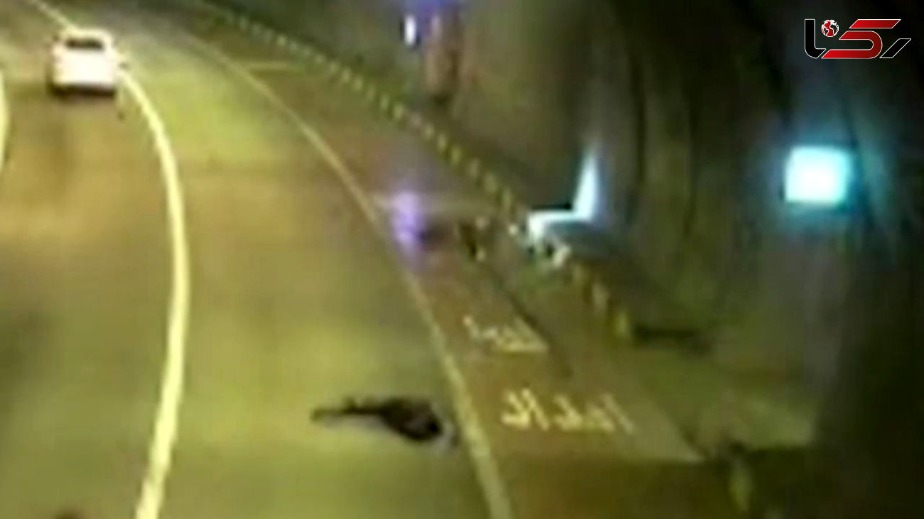 فیلم وحشتناک از تصادف موتورسوار تهرانی در تونل 
