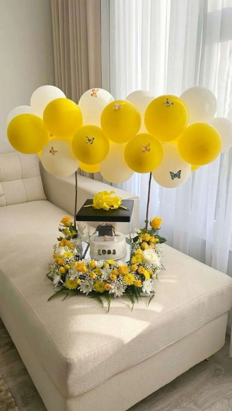 باکس گل بادکنک دار | 25 باکس گل بادکنک دار برای تولد و نوزاد بسیار جذاب در همه سبک و اندازه