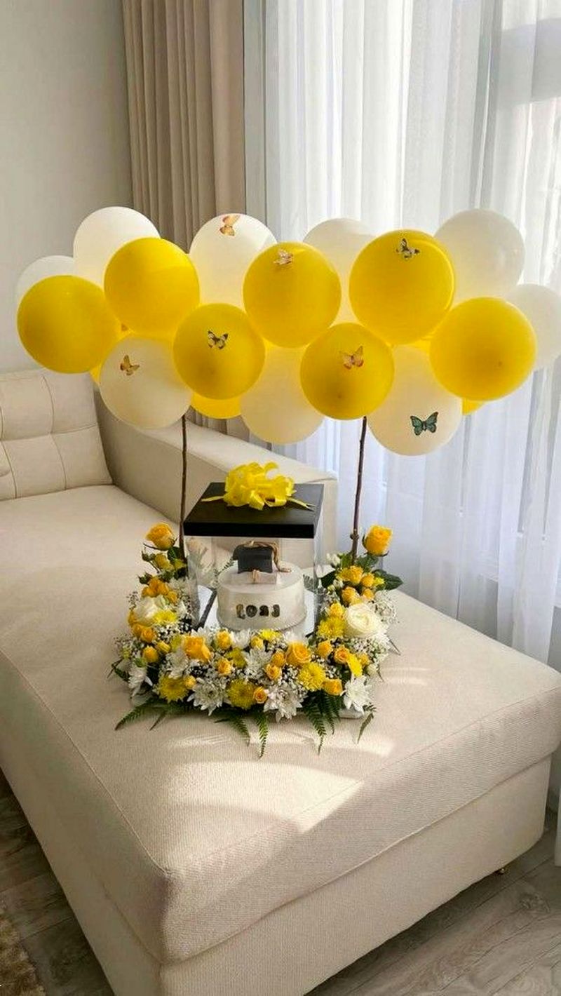 باکس گل بادکنک دار | 25 باکس گل بادکنک دار برای تولد و نوزاد بسیار جذاب در همه سبک و اندازه