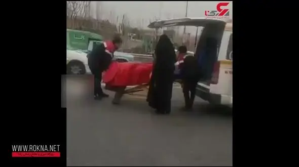 بیرون پرتاب شدن بیمار از آمبولانس در تهران+ فیلم