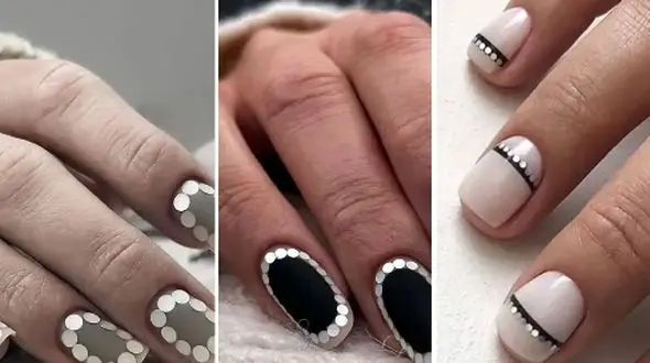 15 مدل شیک دیزاین ناخن با دایره‌متالیک | ناخن‌ های درخشان‌ تر از همیشه