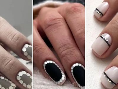 15 مدل شیک دیزاین ناخن با دایره‌متالیک | ناخن‌ های درخشان‌ تر از همیشه