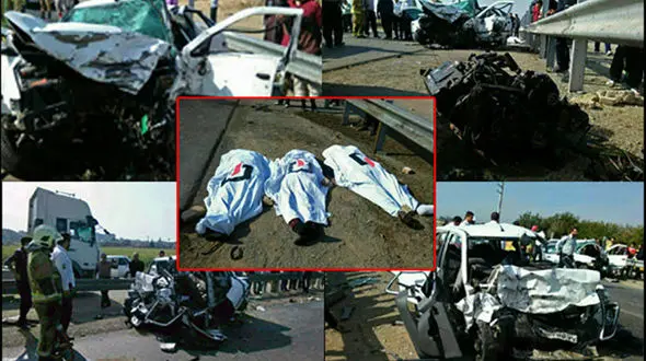 5 کشته و زخمی در تصادف شدید پراید و تریلی در محور بیرجند- قاین +تصاویر