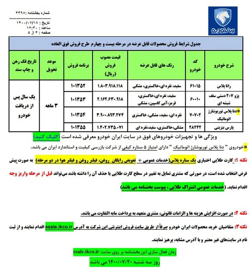 فروش فوق العاده خودرو