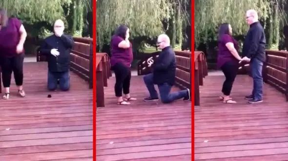 خواستگار دست و پا چلفتی، حلقه را درون رودخانه انداخت! + فیلم و عکس