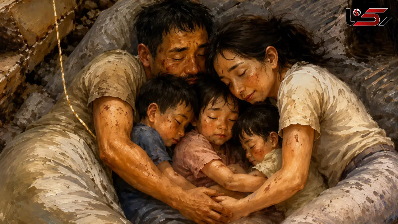 فیلم ماندگار از مرگ خانواده‌ای در آغوش یکدیگر زیر آوار ! / پدر و مادر خودشان را سپر 3 کودک خود کردند