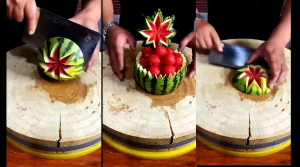 سبدی از هندوانه بسازید + فیلم