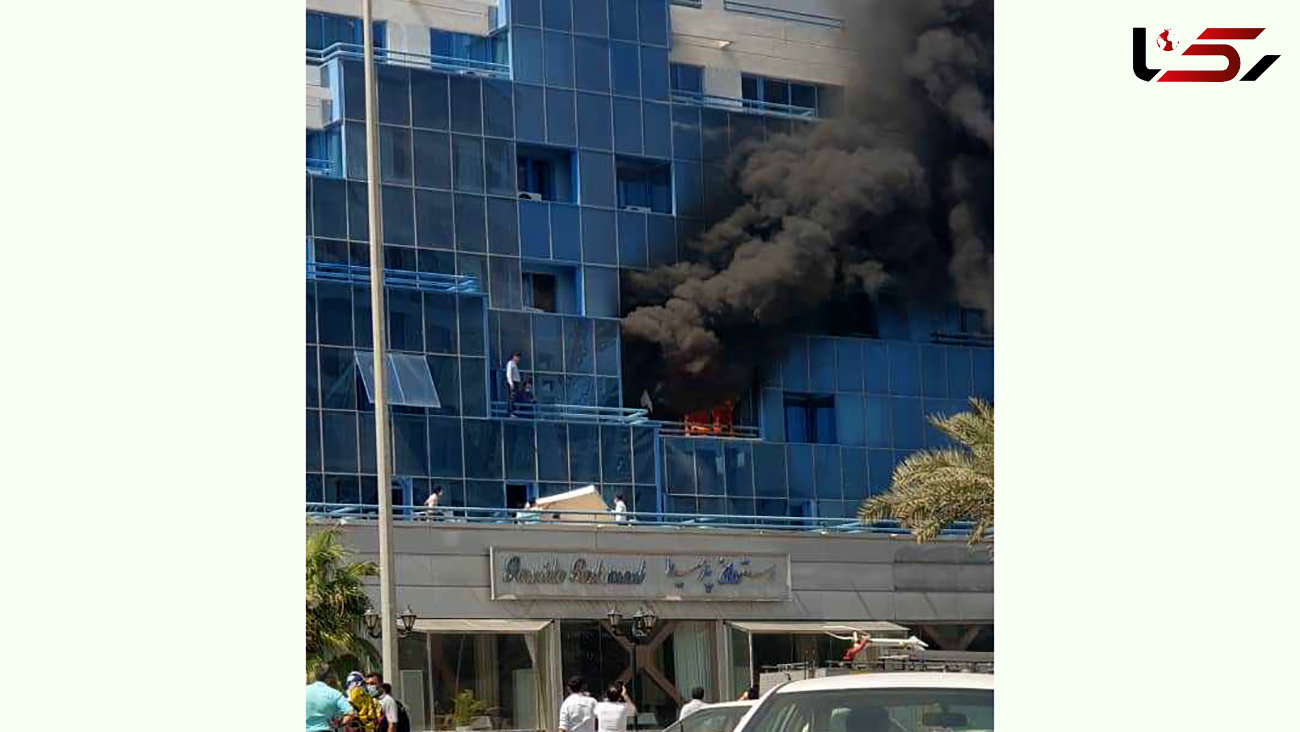 هتل پارمیس کیش آتش گرفت + عکس لحظه آتش سوزی