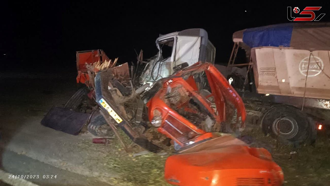 تصادف سه دستگاه خودرو سنگین در محور مروست به مهریز