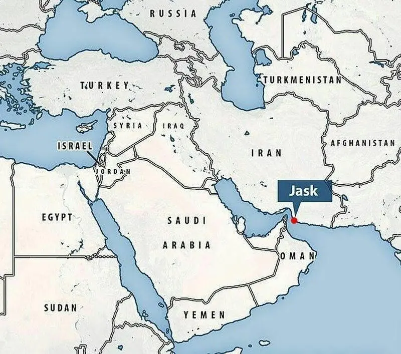 نقشه محل حادثه شلیک اشتباهی کروز به شناور کنارک در خلیج فارس
