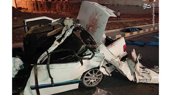 واژگونی مرگبار خودرو در جاده کرمانشاه / 2 سرنشین پژو پارس کشته و 3 تن زخمی شدند + عکس دلخراش